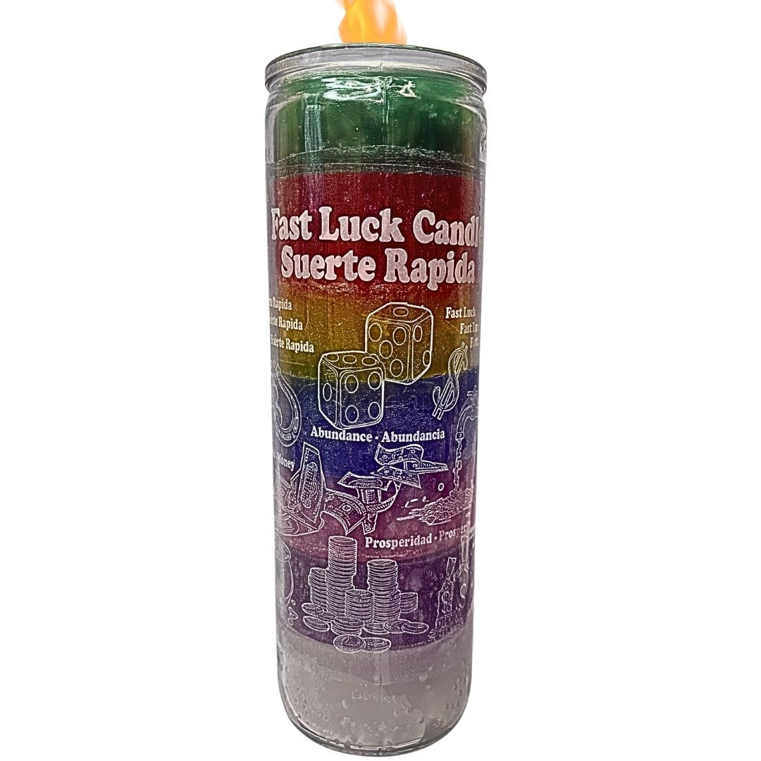 Romesen Suerte Rapida, Veladora 7-Colores 7-Dias, Fast Luck 7-Day, 7 Color Prayer Candle