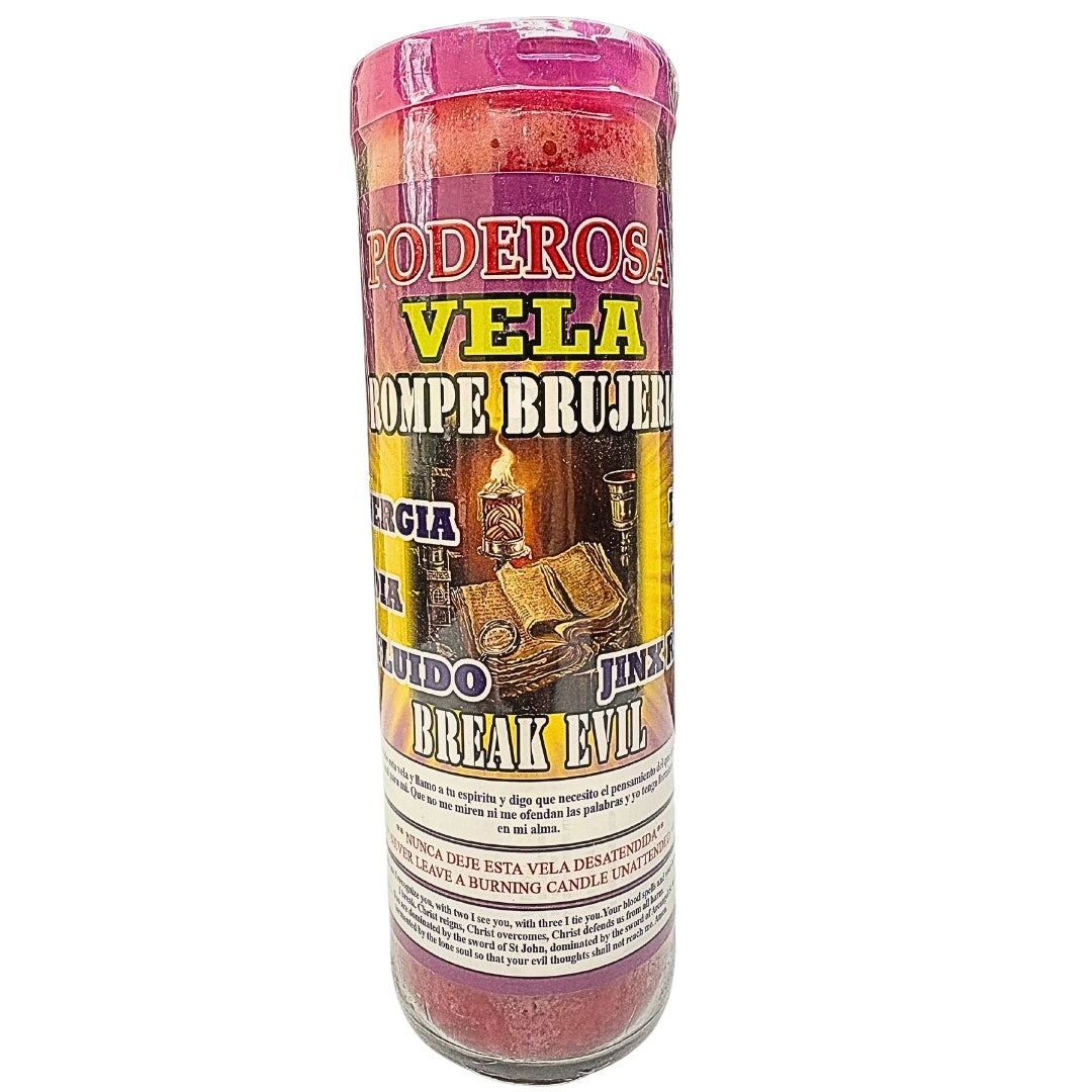 Romesen Rompe Brujeria, Veladora Preparada 7-Dias, Break Evil 7-Day Fixed Candle