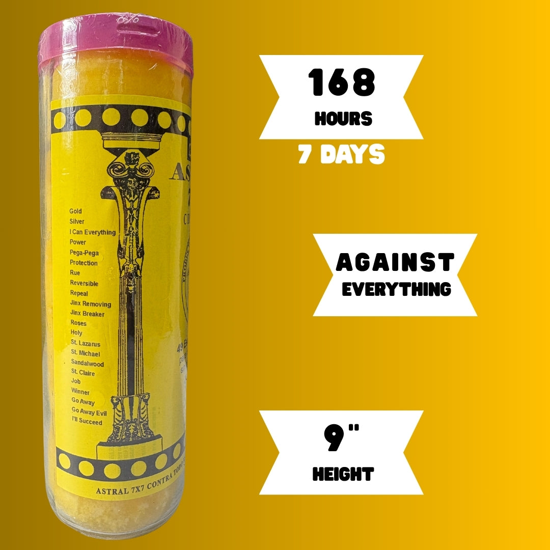 Romesen Astral 7x7, Veladora Preparada 7-Dias, 7-Day Fixed Prayer Candle