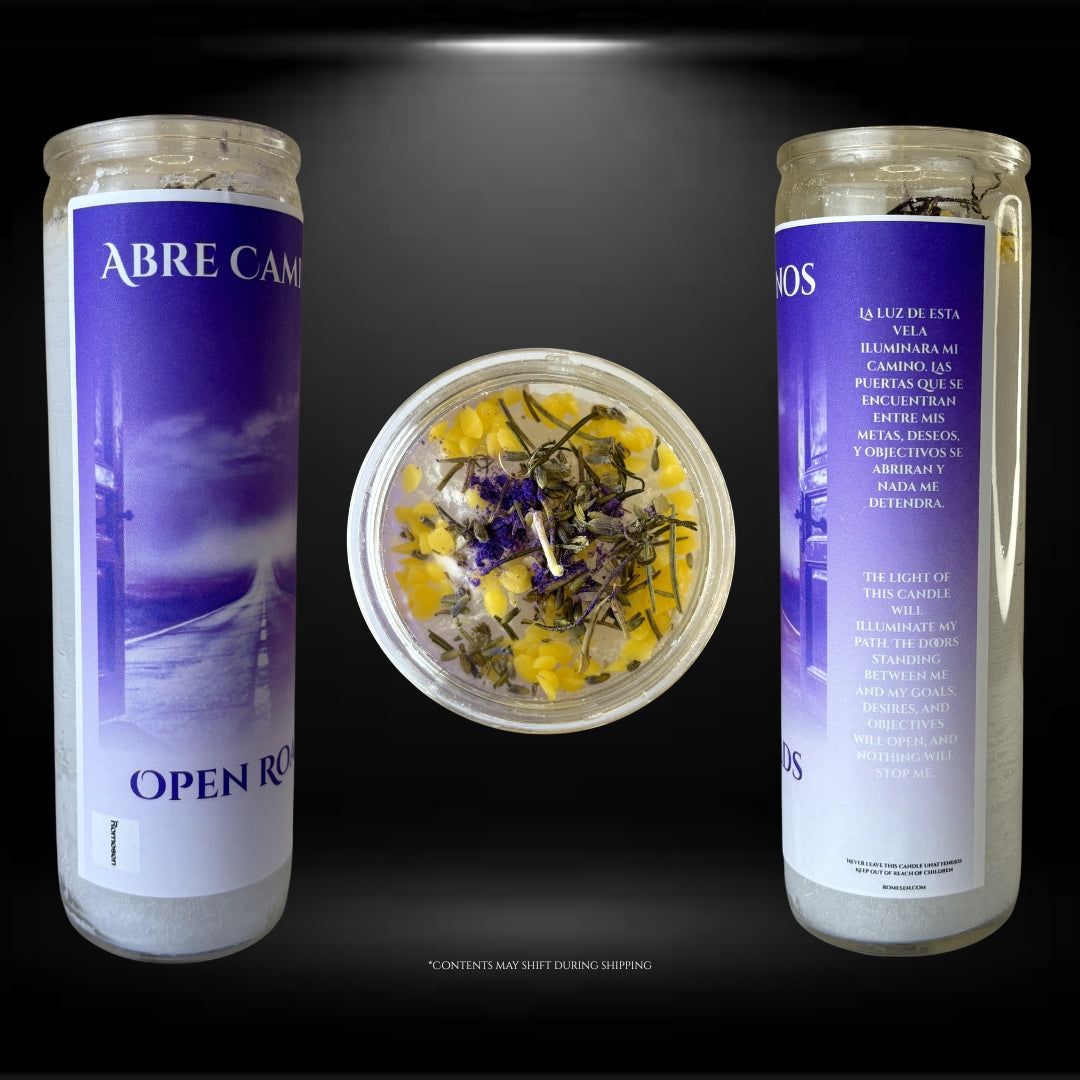 Romesen Abre Caminos, Open Roads Candle, 7-Day Scented Candle.