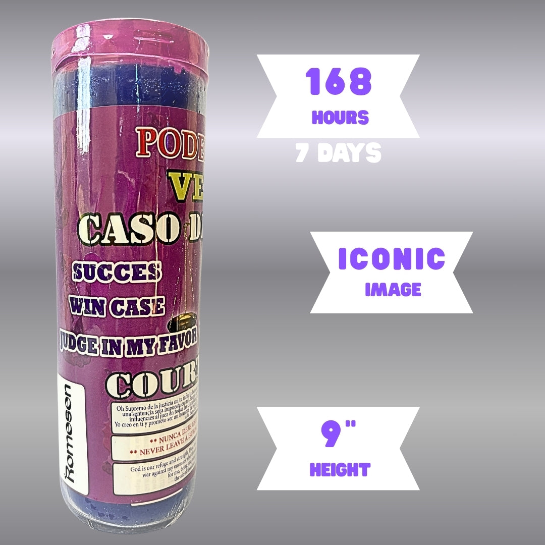 Romesen Caso de Corte, Veladora 7-Dias Preparada, Court Case 7-Day Fixed Prayer Candle