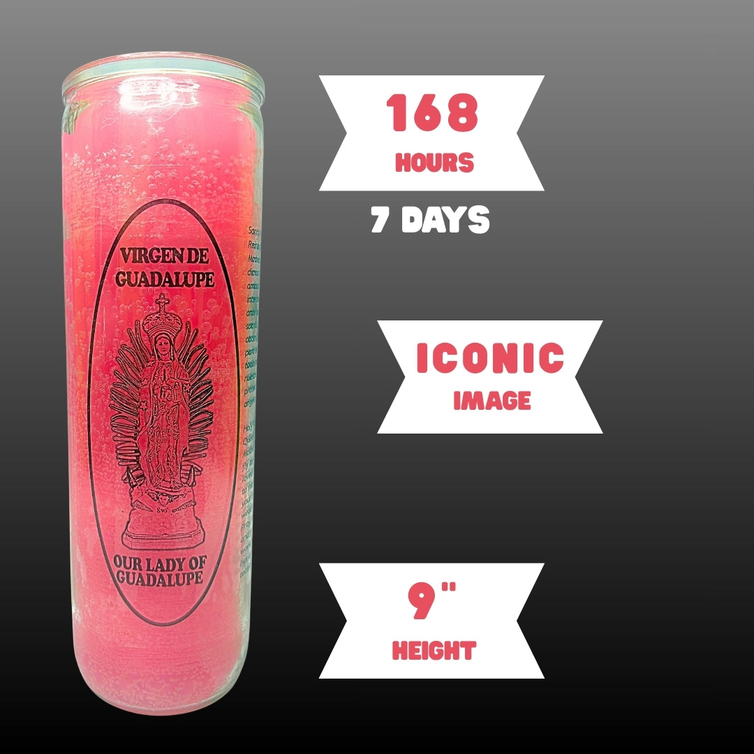 Romesen Vela de Virgen de Guadalupe 7-Dias, Our Lady of Guadalupe Candle
