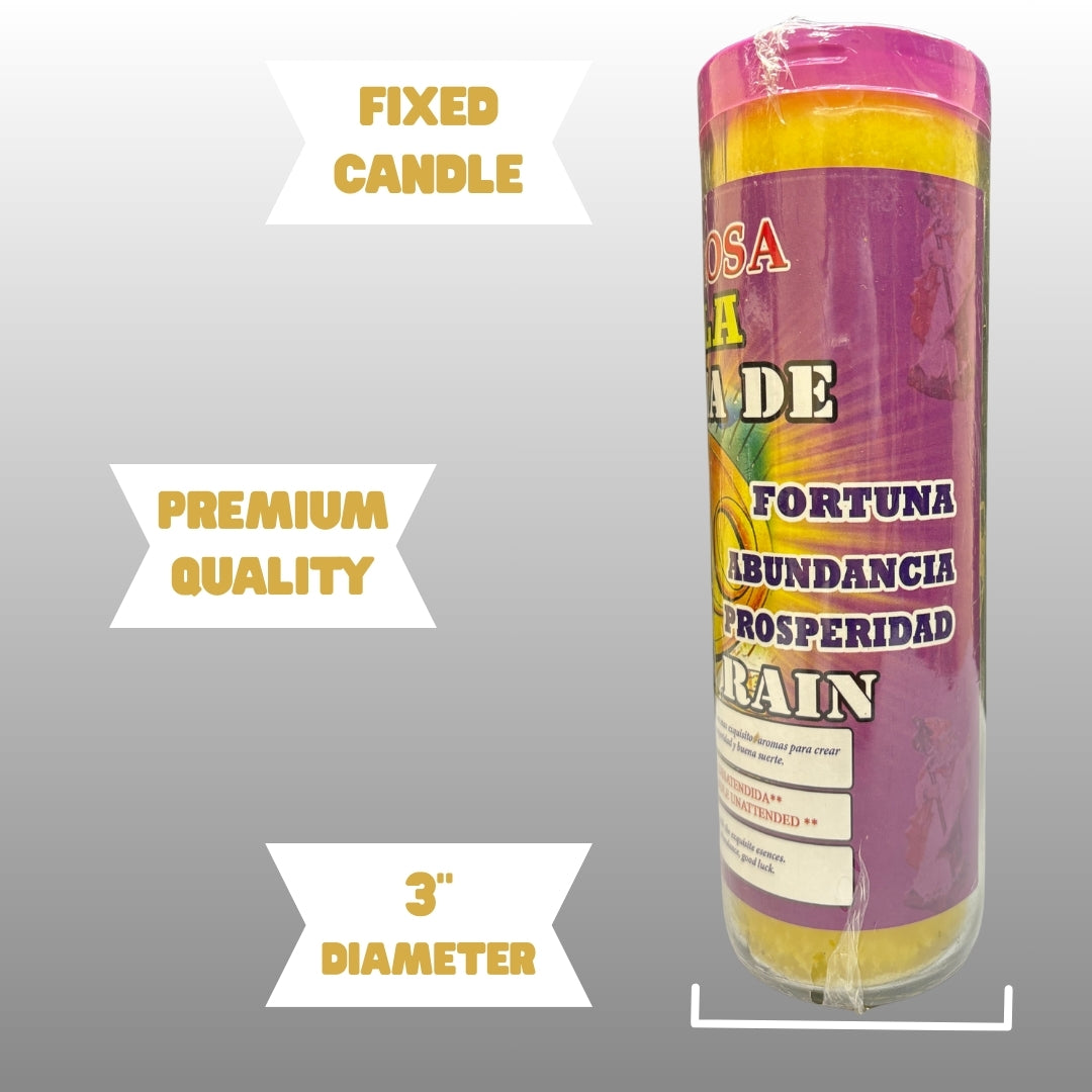 Romesen Lluvia de Oro, Veladora 7-Dias, Gold Rain 7-Day Fixed Prayer Candle