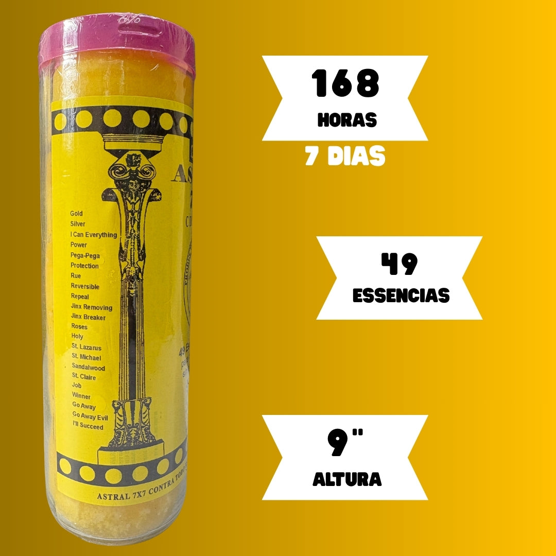 Romesen Astral 7x7, Veladora Preparada 7-Dias, 7-Day Fixed Prayer Candle
