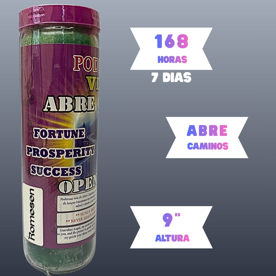 Romesen Abre Camino, Open Roads Candle, 7-Day Scented Candle.