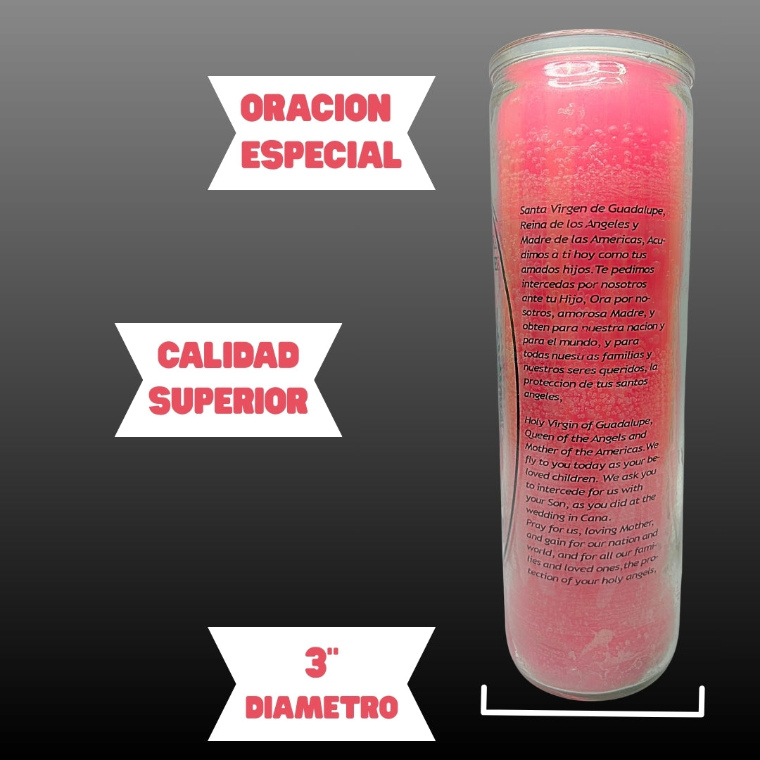 Romesen Vela de Virgen de Guadalupe 7-Dias, Our Lady of Guadalupe Candle
