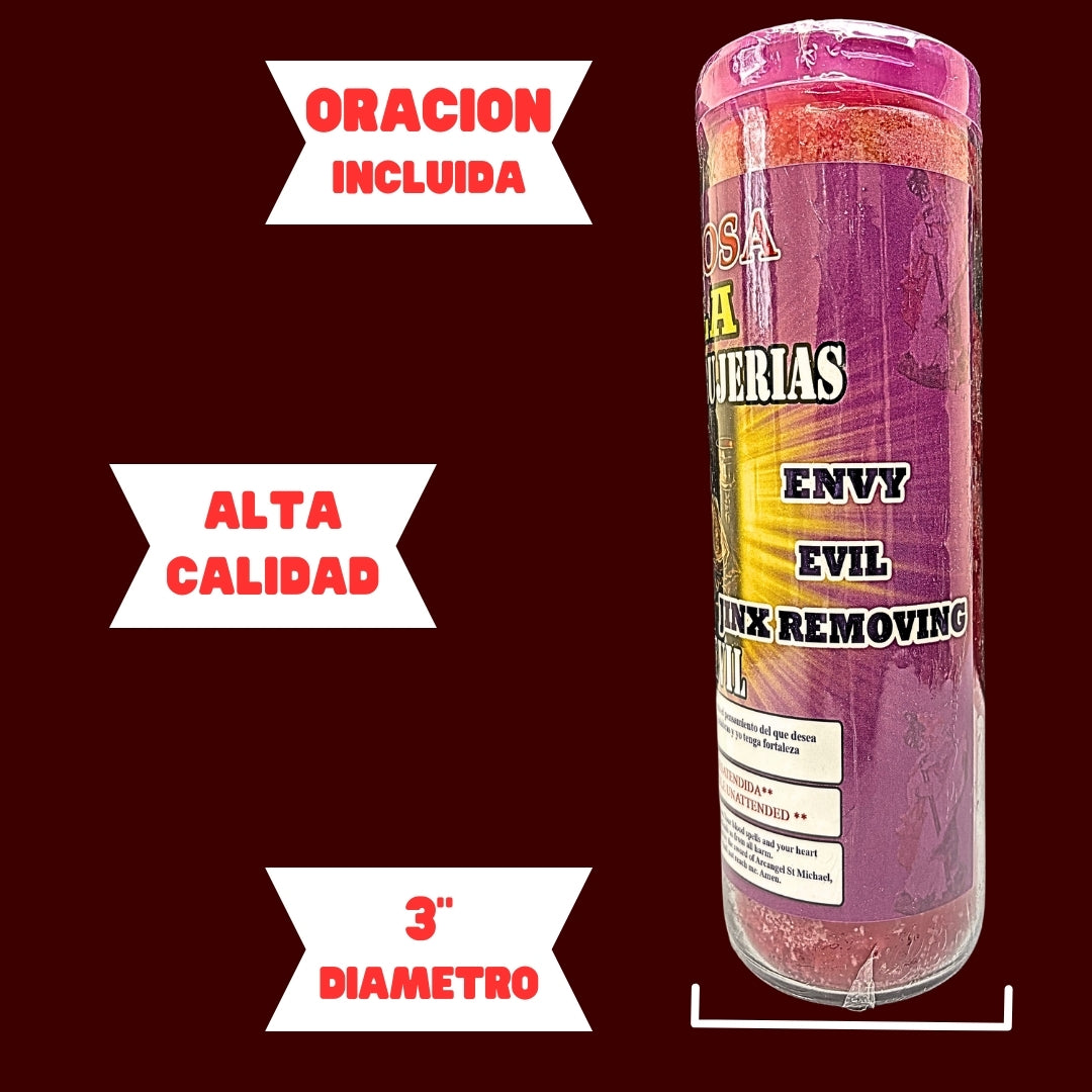 Romesen Rompe Brujeria, Veladora Preparada 7-Dias, Break Evil 7-Day Fixed Candle