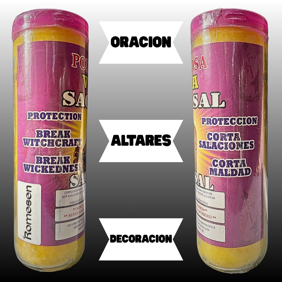 Romesen Saca Sal, Veladora Preparada 7-Dias, Cleanse 7-Day Fixed Candle