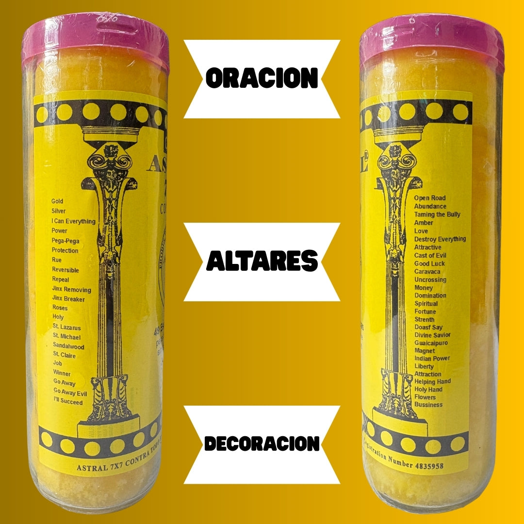 Romesen Astral 7x7, Veladora Preparada 7-Dias, 7-Day Fixed Prayer Candle